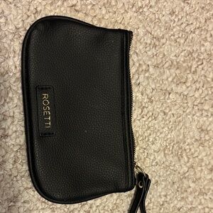 Rosetti Black Wristlet Pouch with Gold Zipper